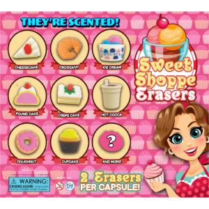 Sweet Shoppe Erasers 2" Double-Sided Printed Display  (8" x 9")